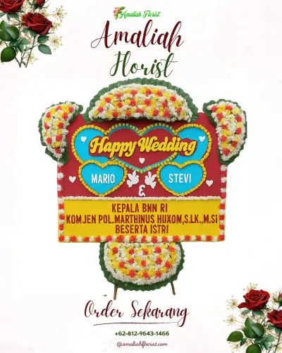 Karangan Papan Bunga Pernikahan di Songka